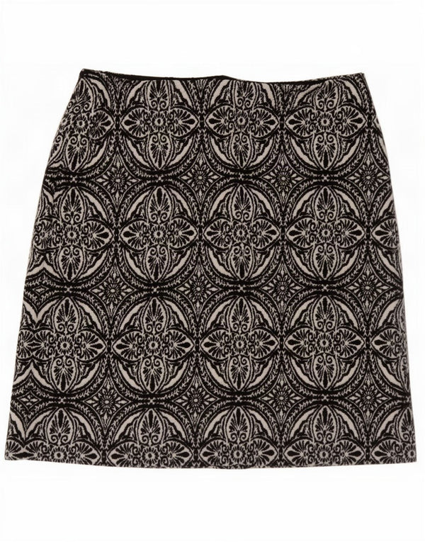 Marks & Spencer Womens Mini Skirt UK 12 Medium W30 Black Paisley Polyester