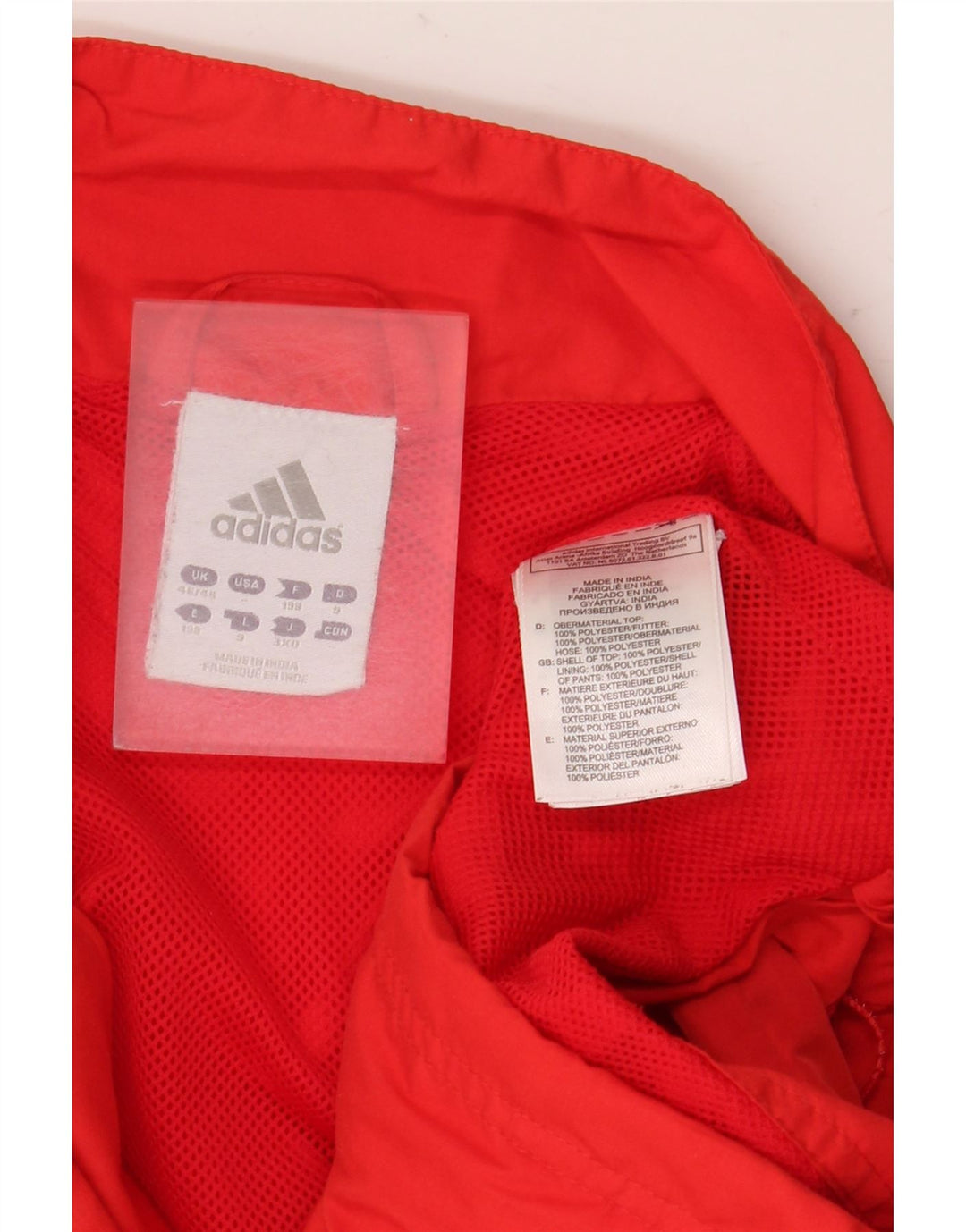 Мужская дождевик ADIDAS UK 46/48 XL, красный полиэстер с цветными блоками