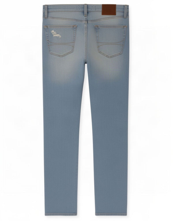 Мужские потертые узкие джинсы Hollister W33 L32, синий хлопок