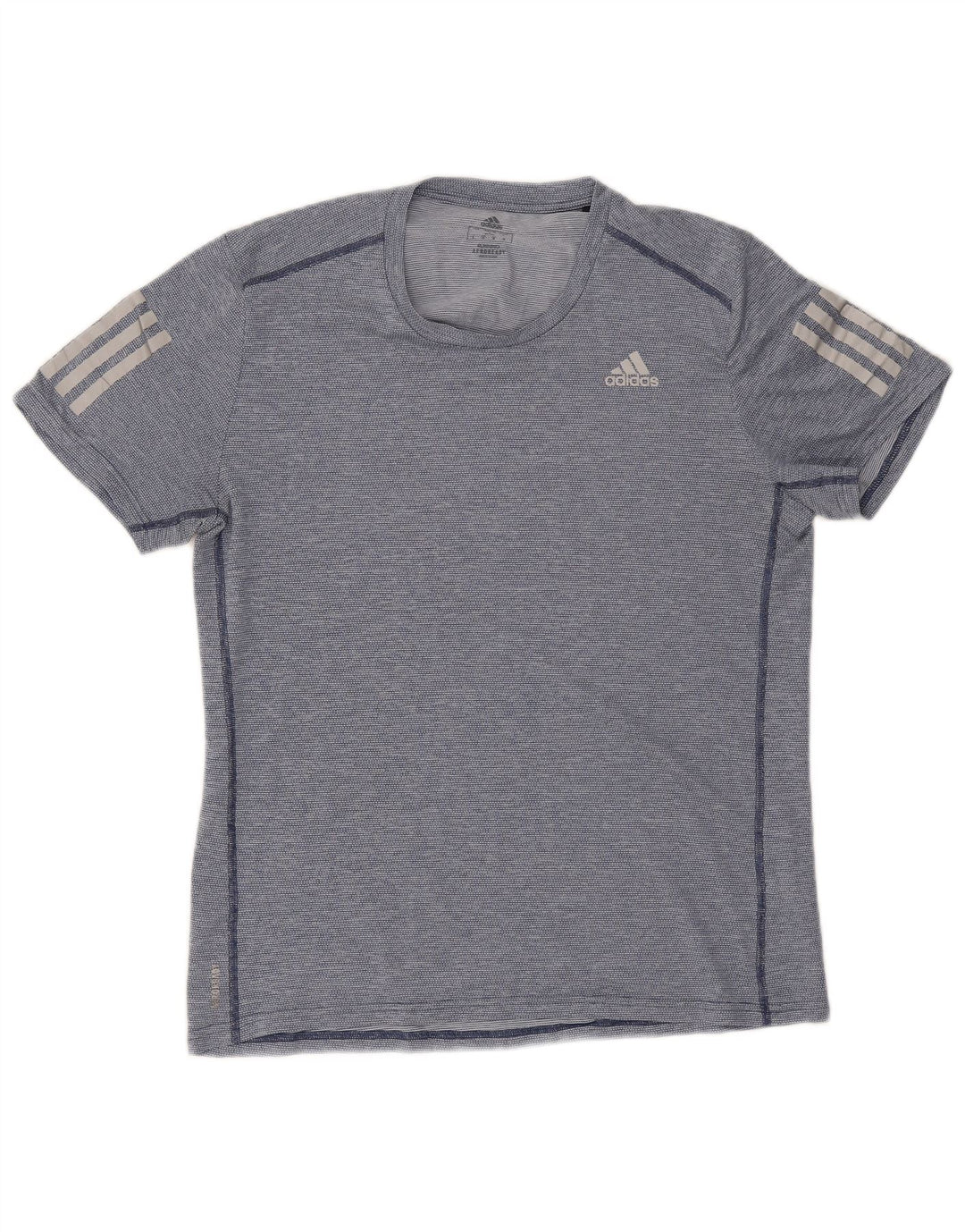 Adidas Mens Aeroready Футболка Верх Среднего Темно-Синего Полосатого Полиэстера