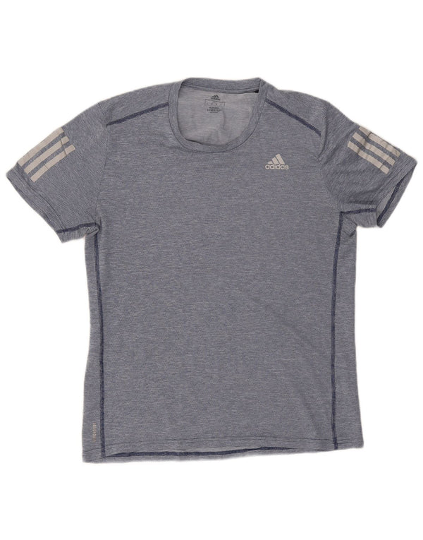 Adidas Mens Aeroready Футболка Верх Среднего Темно-Синего Полосатого Полиэстера
