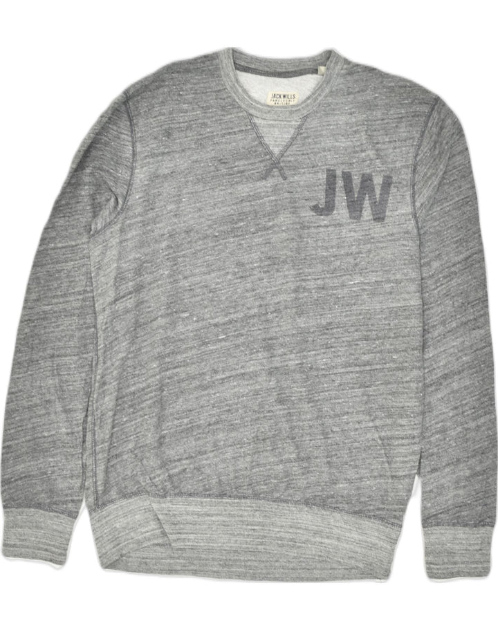JACK WILLS Mens Graphic Sweatshirt Jumper Small Grey Cotton | Vintage Jack Wills | Thrift | Second-Hand Jack Wills | Used Clothing | Messina Hembry 