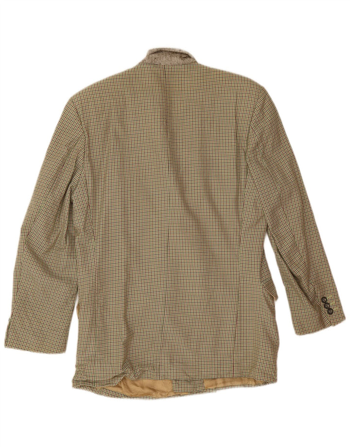 Мужской удлиненный пиджак Pierre Laffitte UK 38 средний зеленый с узором «гусиные лапки»