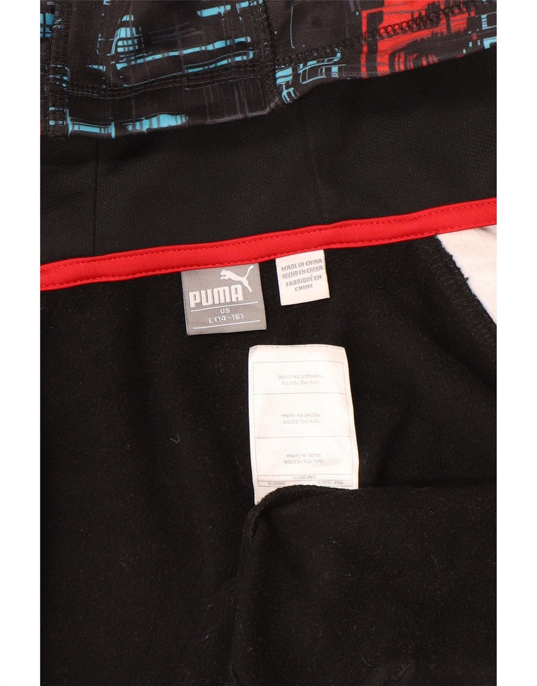 Свитер с капюшоном на молнии для мальчиков Puma, 14–15 лет, большой черный полиэстер с геометрическим рисунком