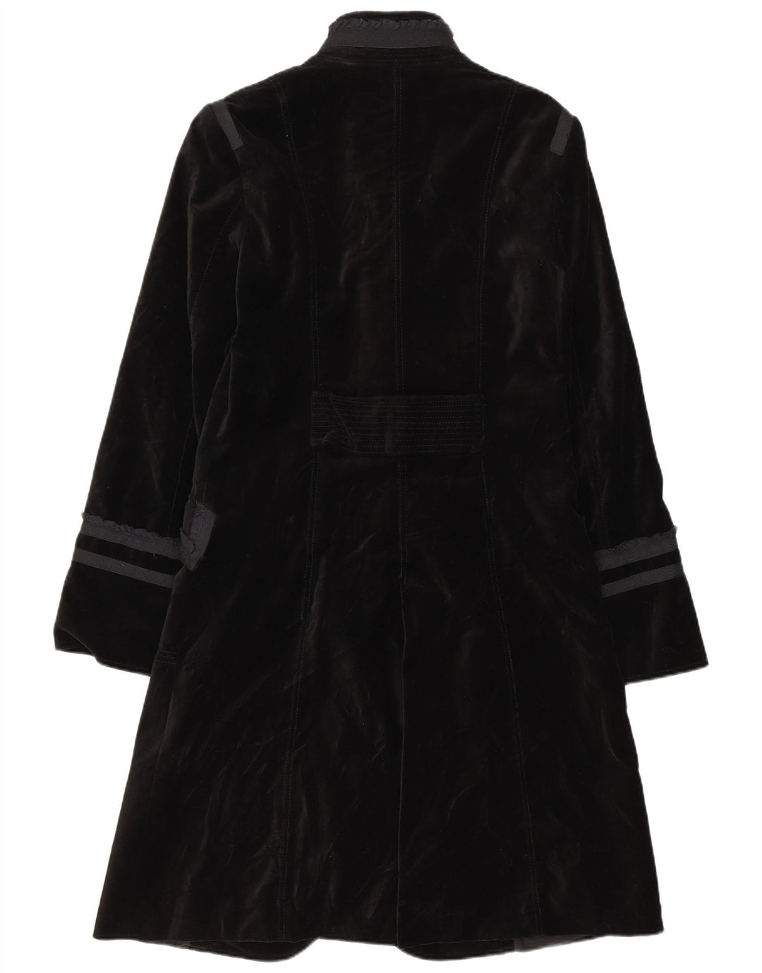 Винтажное женское велюровое пальто UK 10, маленькое черное