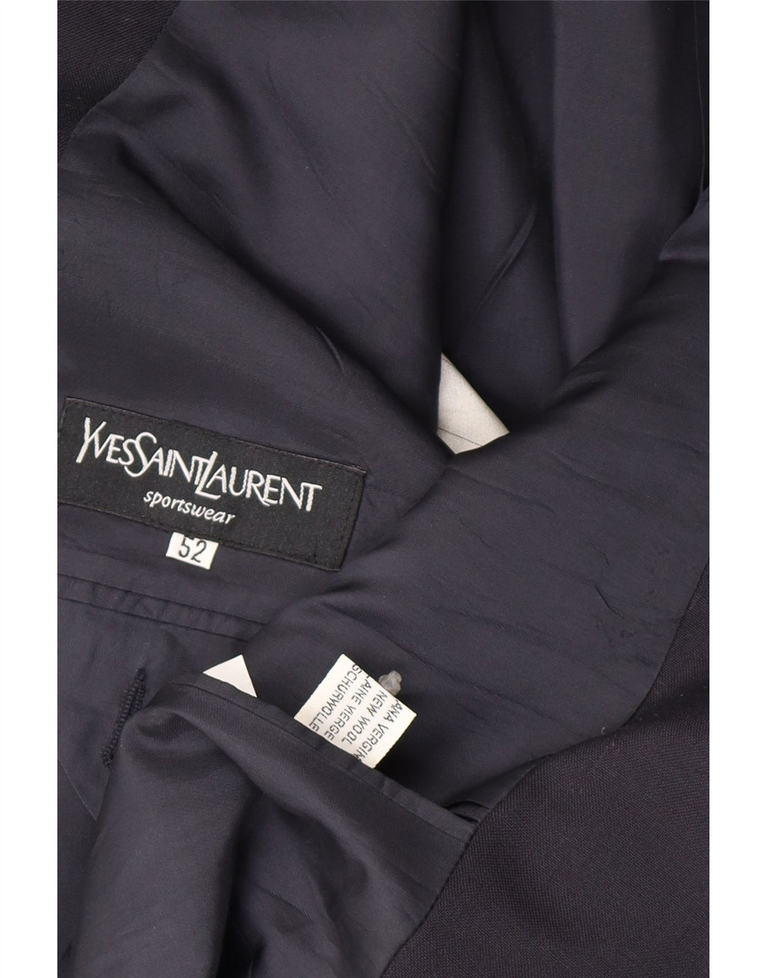 Мужской пиджак на 2 пуговицах Yves Saint Laurent IT 52 XL темно-синий, новая шерсть