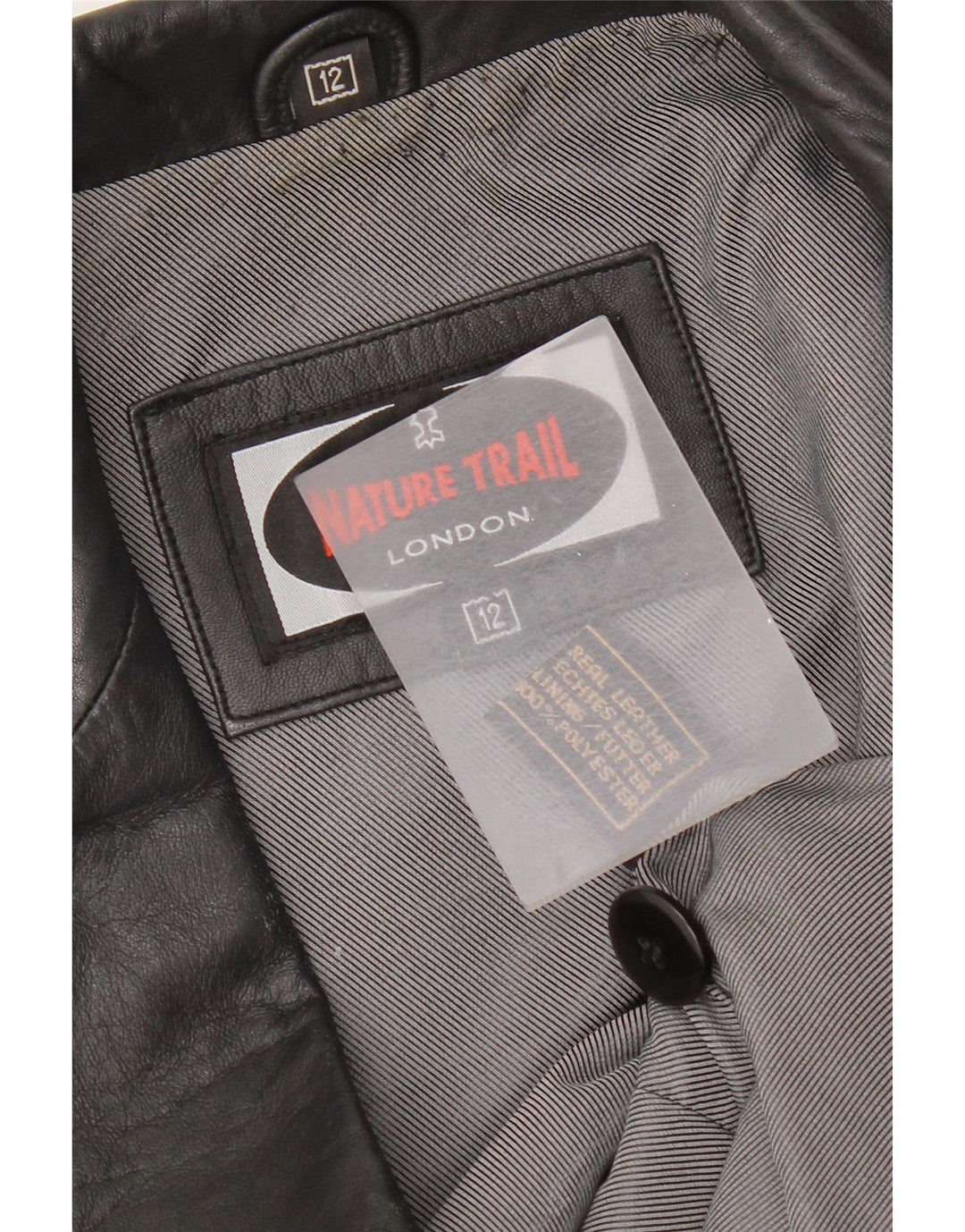 Винтажный женский кожаный пиджак на 1 пуговице, Великобритания 12, средний черный кожаный пиджак