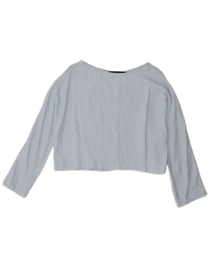 Женская укороченная блузка Zara UK 14, большая синяя вискоза