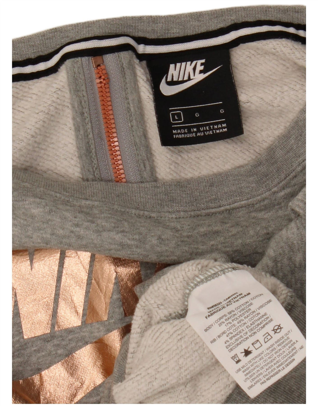 Женский укороченный свитшот большого размера с графикой Nike UK 16, большой серый цвет