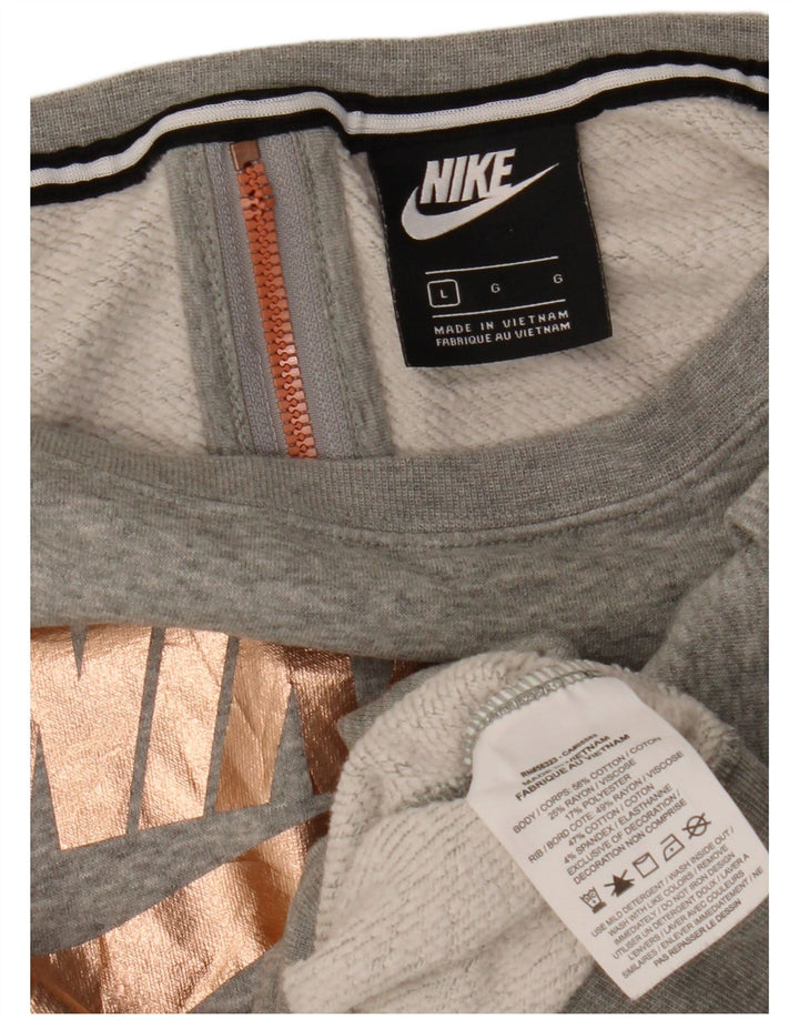 Женский укороченный свитшот большого размера с графикой Nike UK 16, большой серый цвет