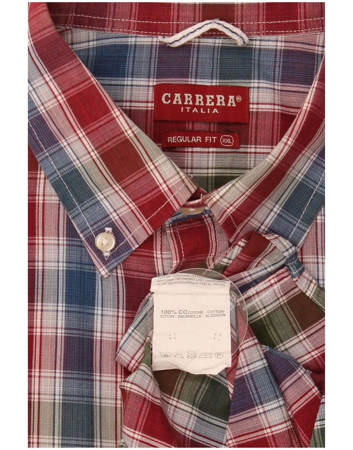 Carrera Мужская рубашка стандартного кроя с коротким рукавом 2XL, хлопковая разноцветная клетка