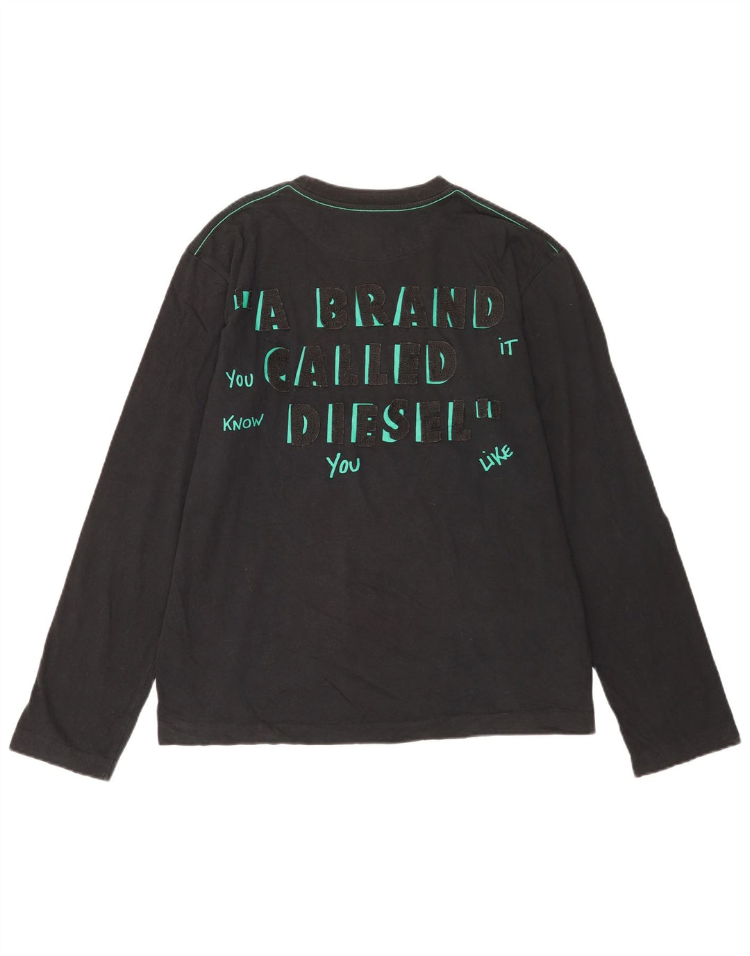 Мужской топ с рисунком Diesel с длинным рукавом XL, черный хлопок