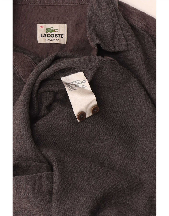 Мужская рубашка Lacoste, размер 38, маленькая, серая, хлопок