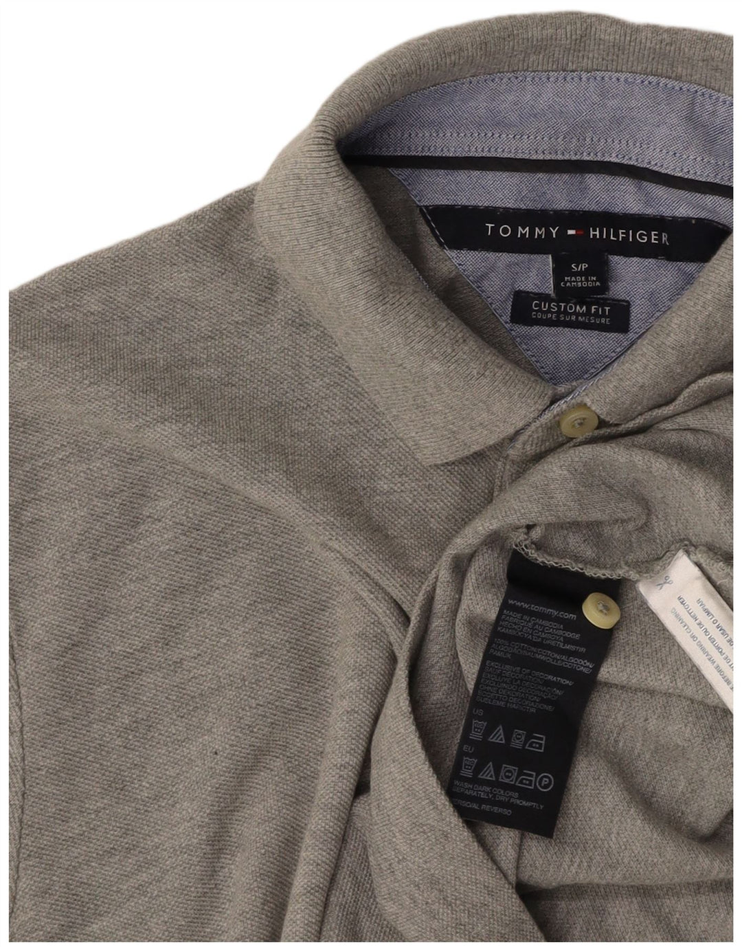 Мужская рубашка поло TOMMY HILFIGER, маленький серый цвет, хлопок