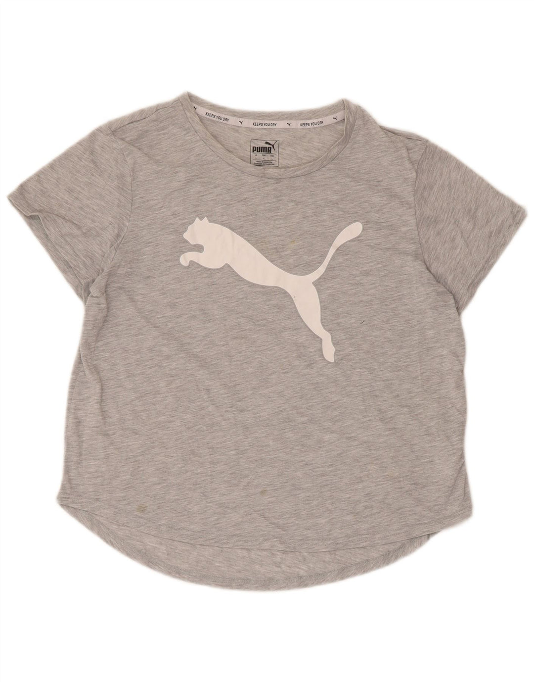 Женская футболка с рисунком Puma Top UK 14, большой серый полиэстер с крапинками