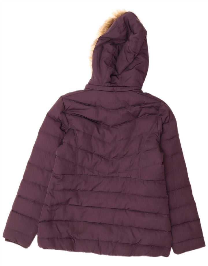 Crew Clothing Женская стеганая куртка с капюшоном UK 10, маленький фиолетовый полиэстер