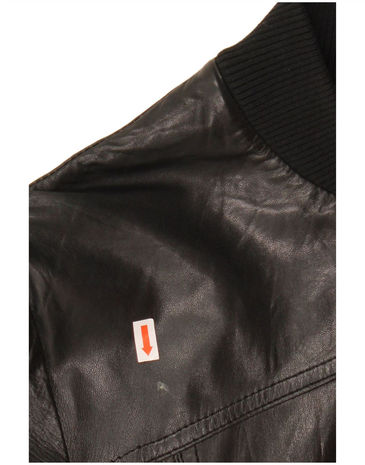 Женская укороченная кожаная куртка-бомбер CINTI IT 46, большая черная кожа