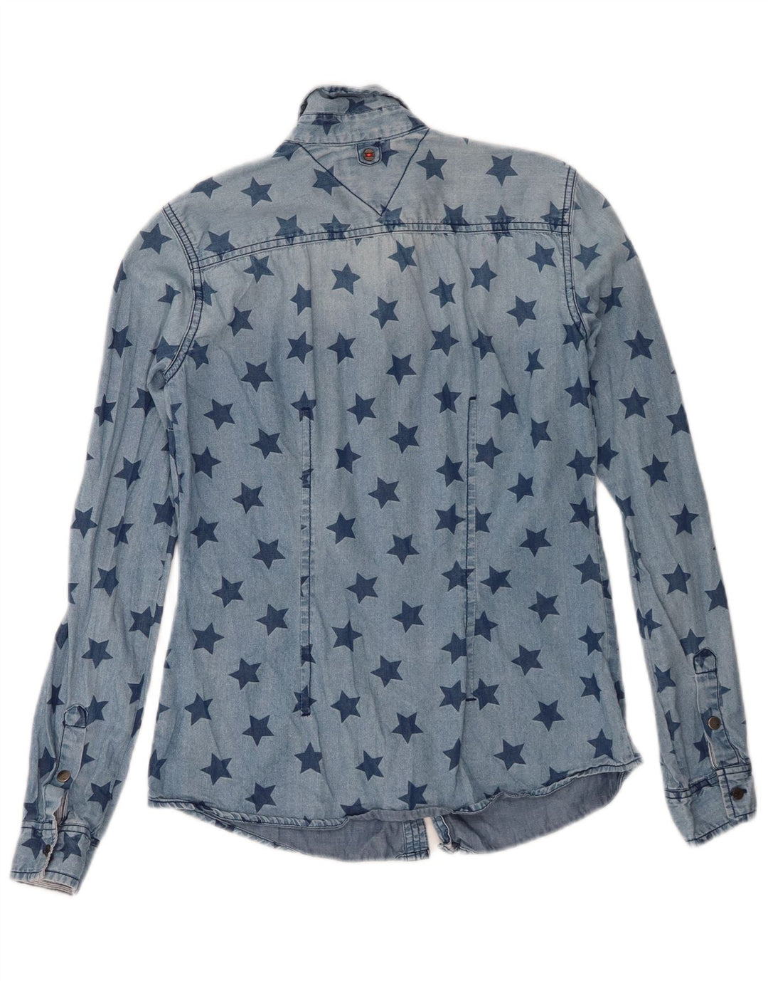 Женская джинсовая рубашка с абстрактным узором Tommy Hilfiger UK 6 XS, синяя