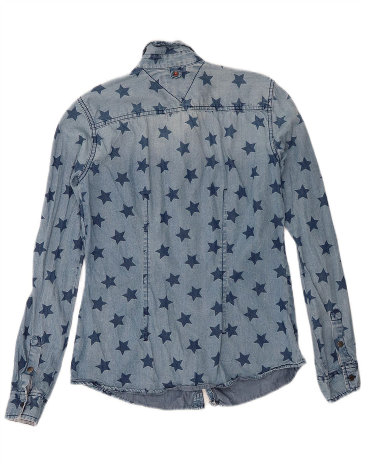 Женская джинсовая рубашка с абстрактным узором Tommy Hilfiger UK 6 XS, синяя