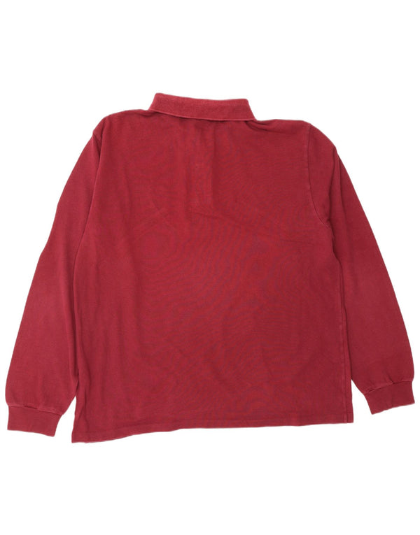 Мужская рубашка-поло с длинным рукавом Lacoste, размер 6 XL, бордовый хлопок, хлопок