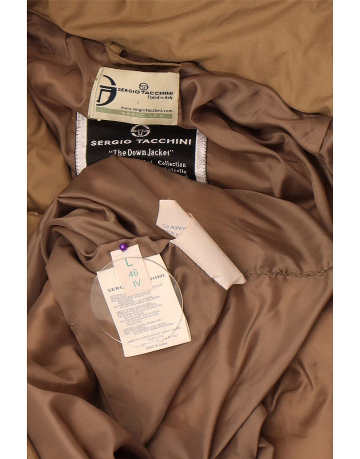 Женское пуховое пальто с капюшоном Sergio Tacchini IT 46, большой, бежевый, полиэстер