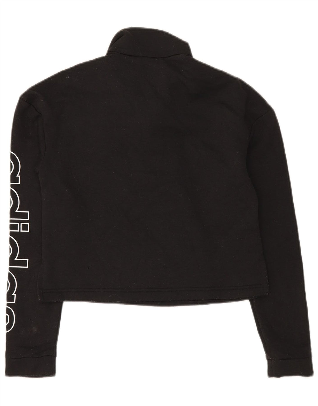 Женский укороченный свитшот с графическим рисунком Adidas UK 4/6 XS, черный полиэстер