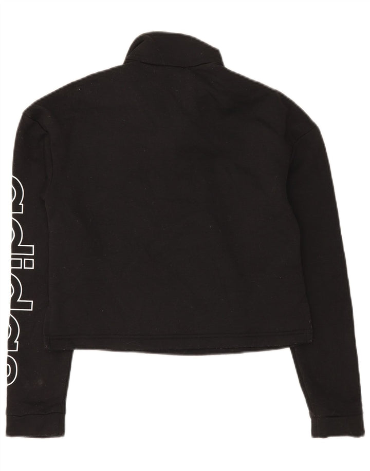 Женский укороченный свитшот с графическим рисунком Adidas UK 4/6 XS, черный полиэстер