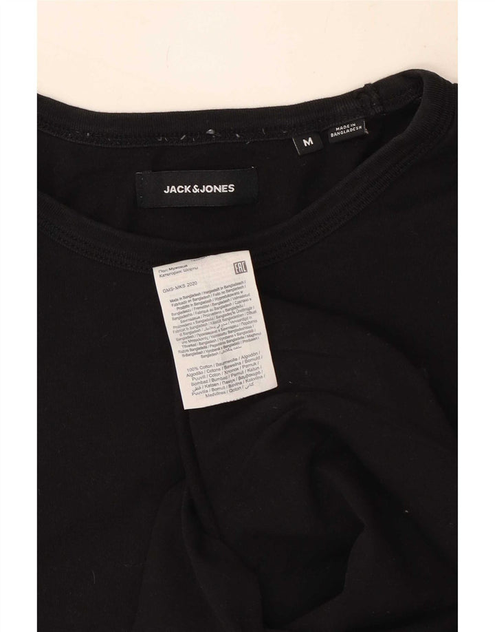Мужская футболка с рисунком Jack & Jones из хлопка среднего размера, черная
