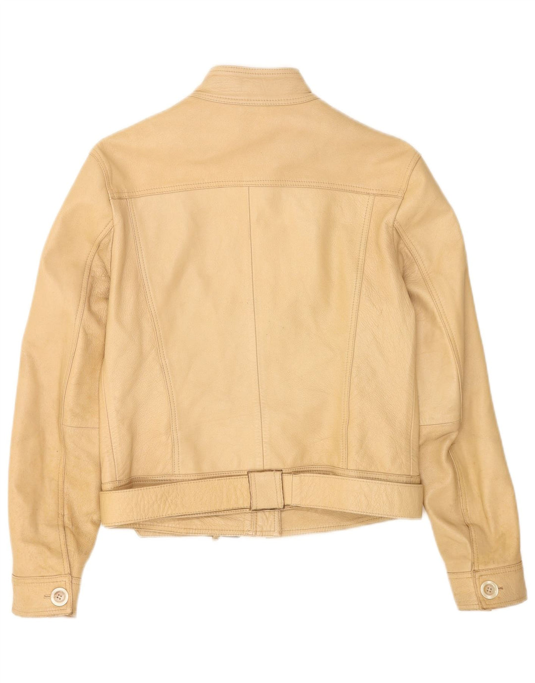 Винтажная женская укороченная кожаная куртка IT 44 Medium Beige Leather