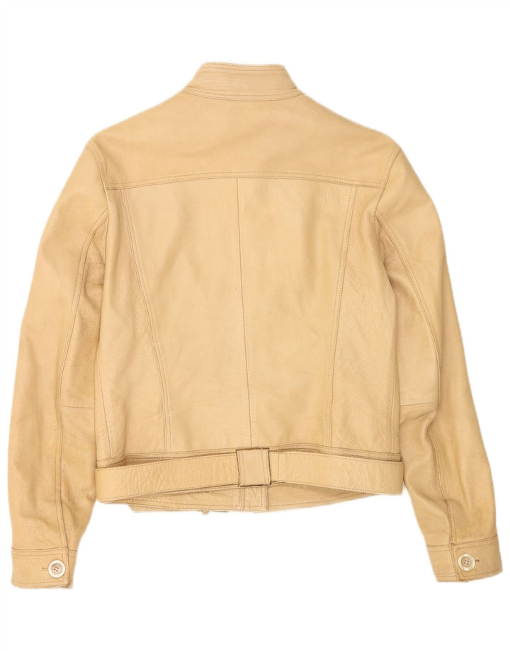 Винтажная женская укороченная кожаная куртка IT 44 Medium Beige Leather