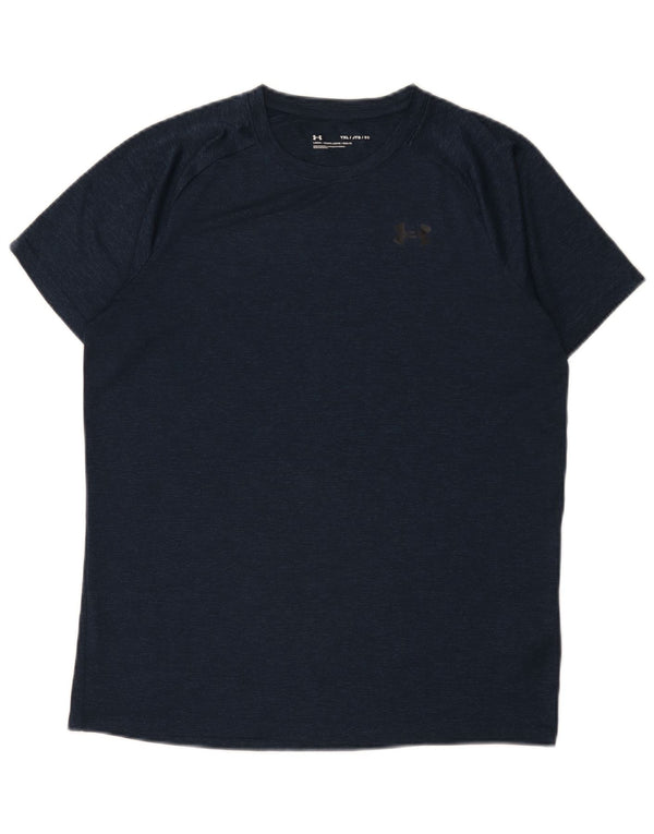 Футболка Under Armour для мальчиков, топ 13–14 лет, XL, темно-синий, крапчатый полиэстер
