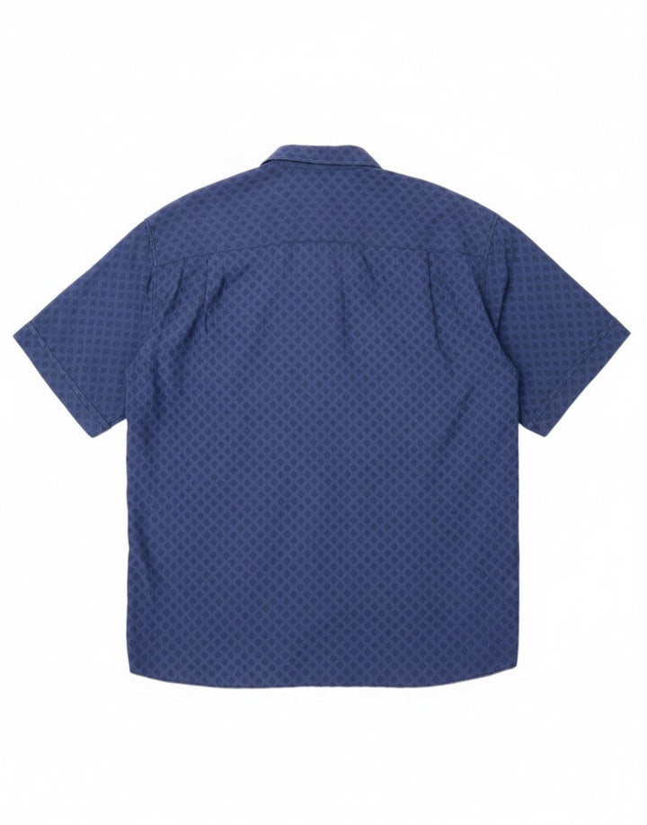 Мужская рубашка Raybest с коротким рукавом XL, темно-синяя, вискоза с геометрическим рисунком