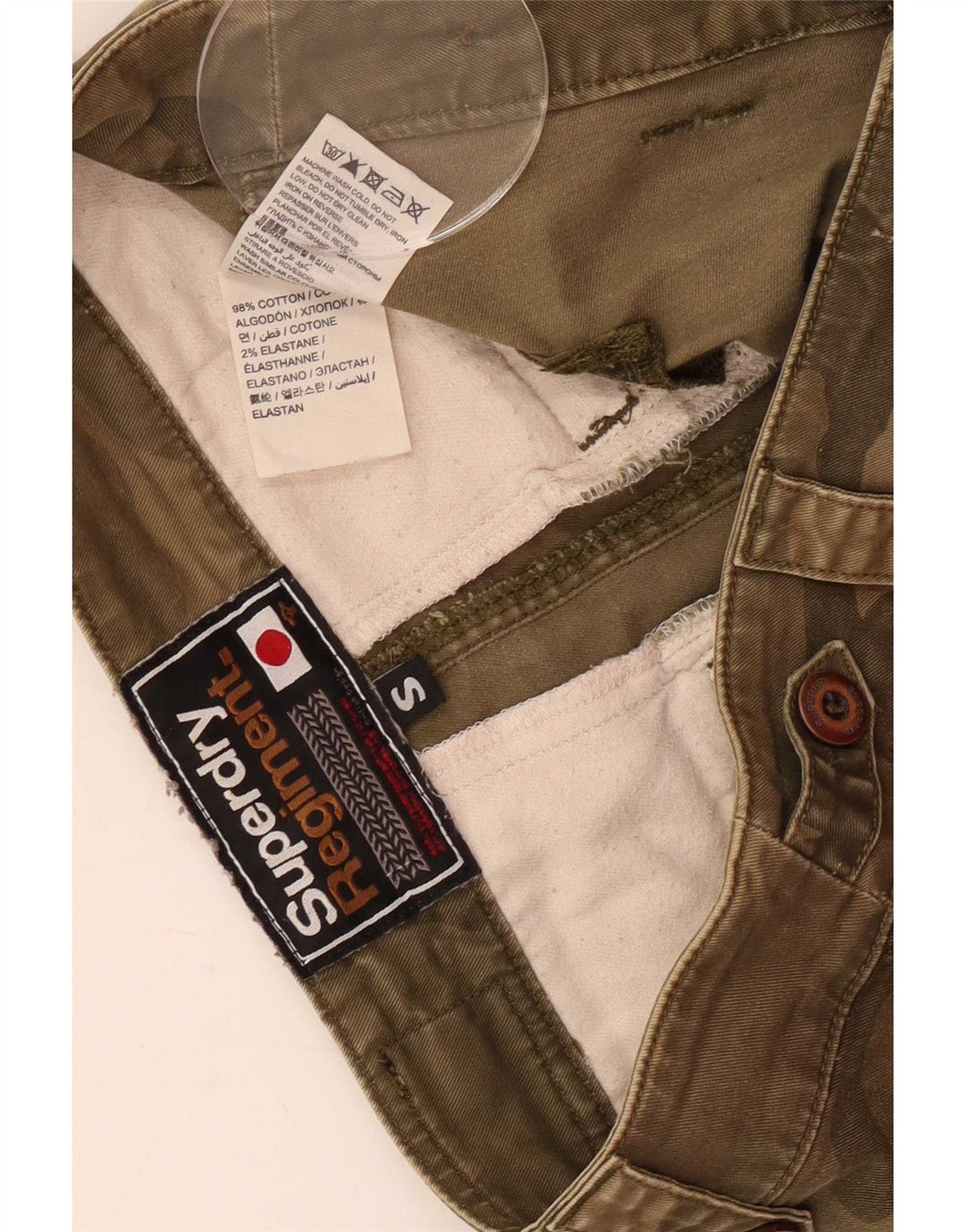Женские шорты карго Superdry Small W30, зеленый камуфляжный хлопок
