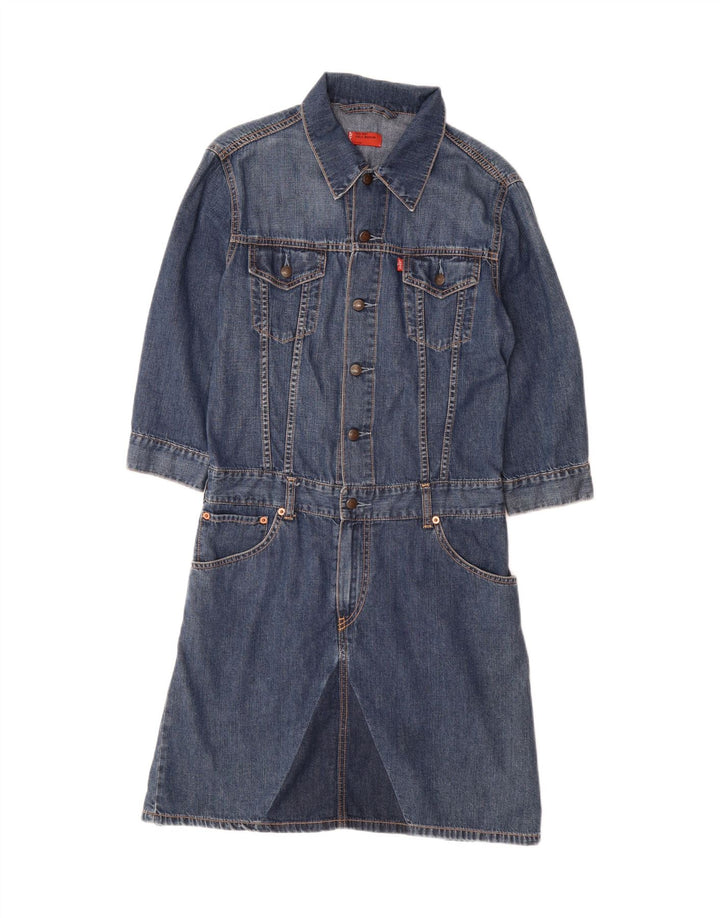 Джинсовое платье-пуловер с рукавами 3/4 для девочек LEVI'S, 11–12 лет, средний синий цвет