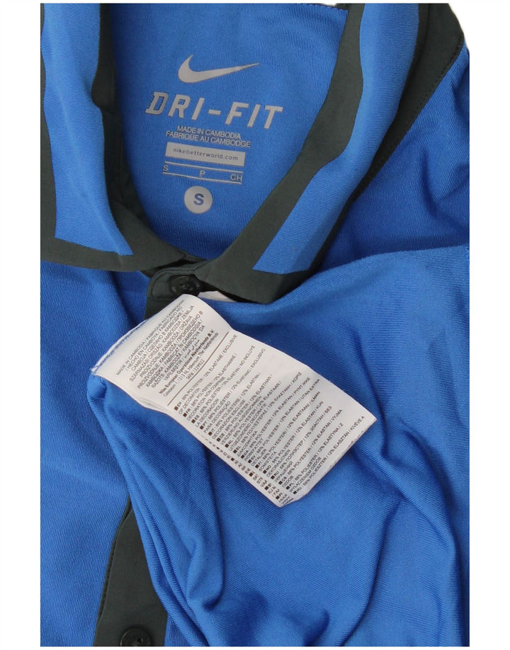 Мужская рубашка-поло NIKE Dri Fit, маленький синий полиэстер