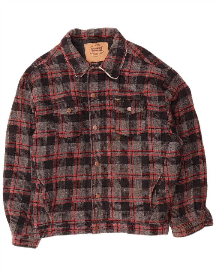 Мужская куртка-бомбер Wrangler UK 42 XL серая шерстяная клетка