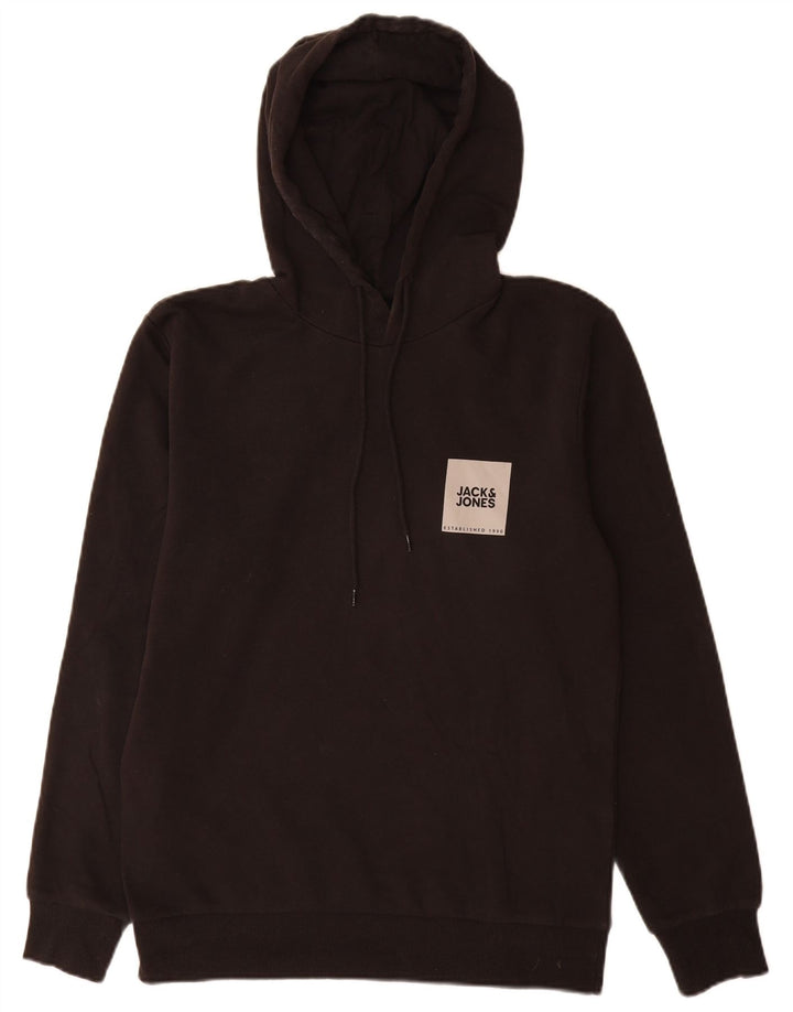 Мужской джемпер с капюшоном Jack & Jones с рисунком, средний черный, хлопок