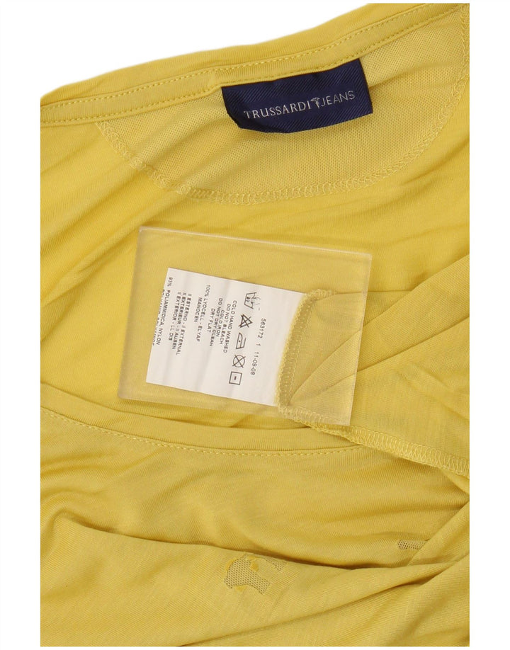 Trussardi Jeans Женская футболка с рисунком Top UK 18 XL Желтый лиоцелл