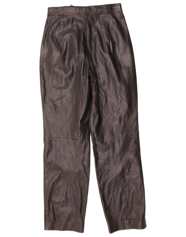 Винтажные женские кожаные брюки с высокой талией W26 L31, черные