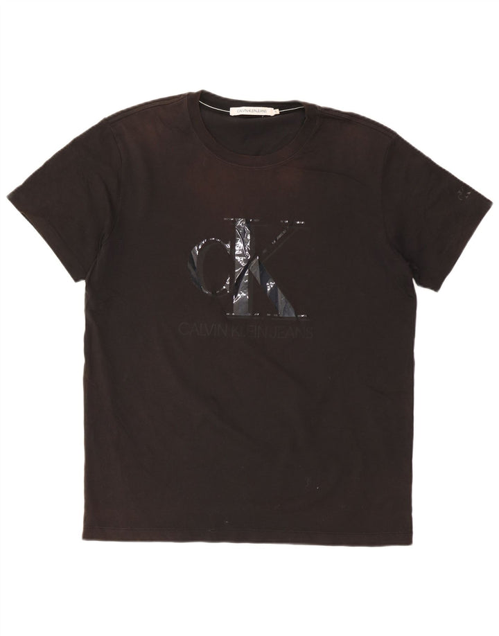 CALVIN KLEIN JEANS Мужская футболка с рисунком Топ XL Черный Хлопок