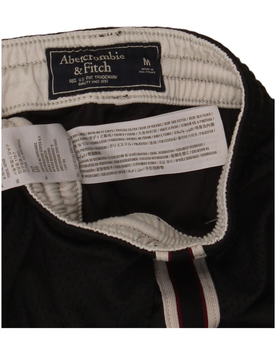 Мужские спортивные шорты с рисунком Abercrombie & Fitch, средний черный полиэстер