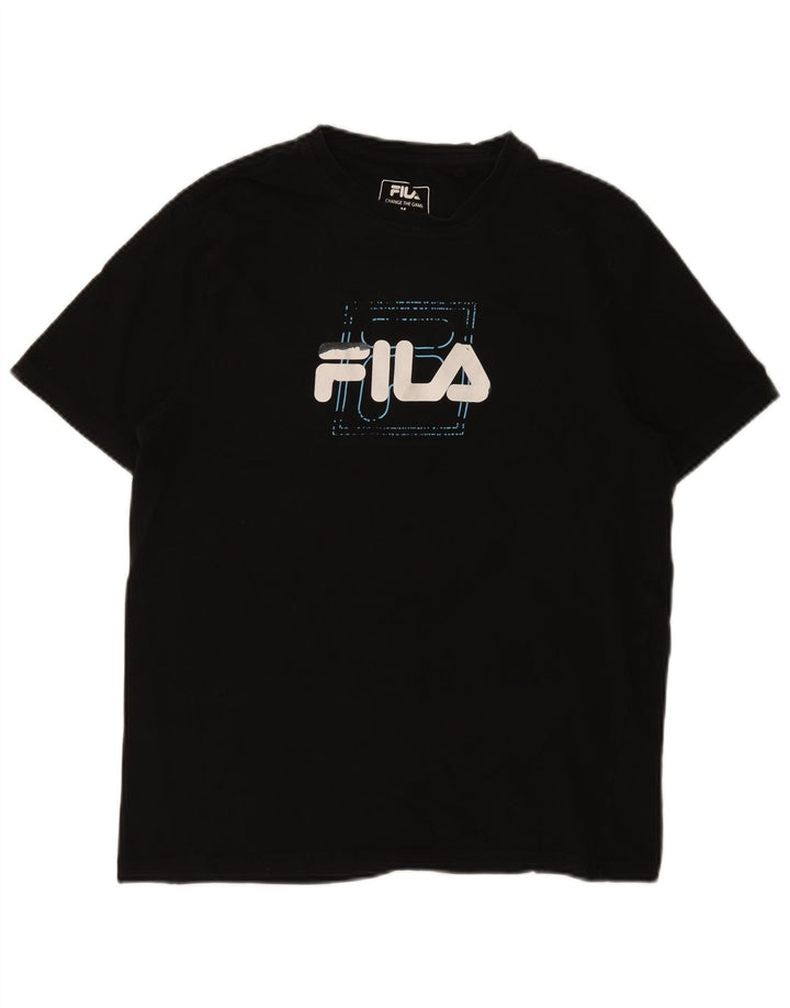 Fila Мужская футболка с рисунком Топ среднего размера, черный хлопок