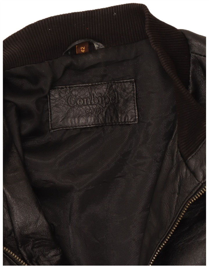 Женская укороченная кожаная куртка Conbipel IT 42 Medium Black Leather