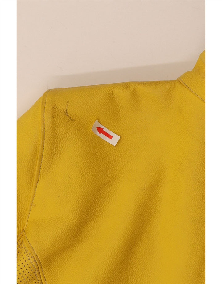 Женская укороченная кожаная куртка-гонщик Corner IT 44, кожа среднего желтого цвета