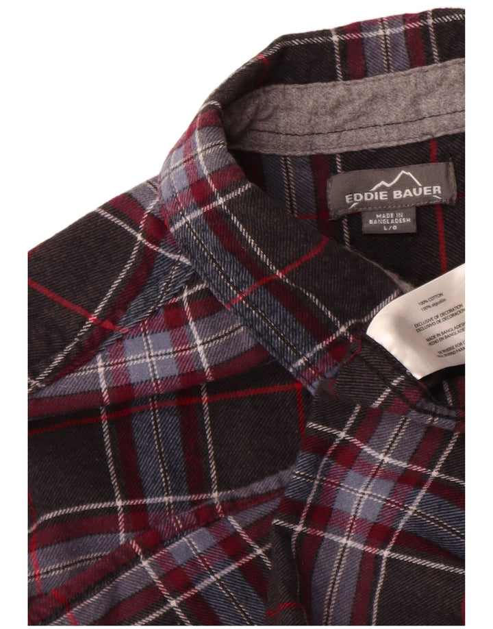 Мужская фланелевая рубашка Eddie Bauer, большая серая клетка, хлопок