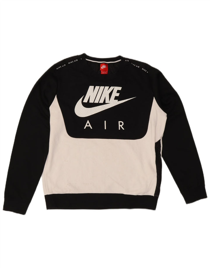 Мужской свитшот с рисунком Nike, средний черный хлопковый джемпер с цветными блоками
