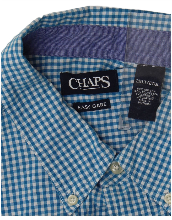 Мужская рубашка Chaps для высоких 2XL, синяя, хлопок в мелкую клетку