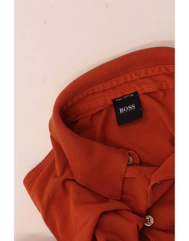 Мужская рубашка поло с длинным рукавом Hugo Boss, маленькая оранжевая