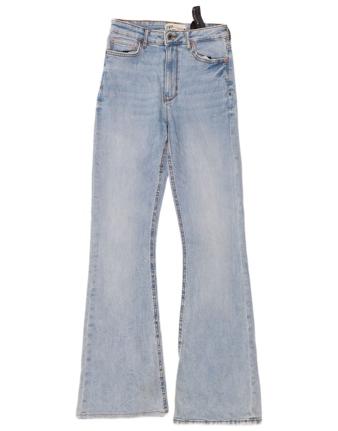 Женские расклешенные джинсы Zara EU 38, маленькие W28 L33, синие, хлопок