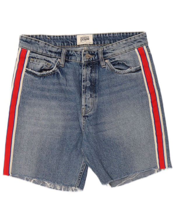 Женские джинсовые шорты Zara Trafaluc EU 40, средние W30, синие, хлопок с цветными блоками